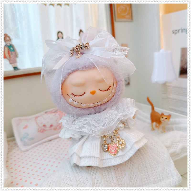 White lace skirt Suitable for Popular Doll (NO Doll): Exquisite Design Accessories Set - Hat & Overalls Outfit for Unique Style Dress Up Ideal for Gift (White Cake Skirt)